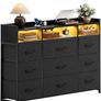 Chest of Drawers for Bedroom with LED and Charging Station, Black Image 2
