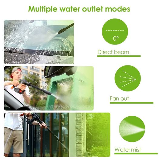 21V Cordless Portable High-Pressure Cleaning Gun Machine, 2.0Ahx2 Battery with Cleaning Brush,6m Hose,for Cleaning Cars,Garden