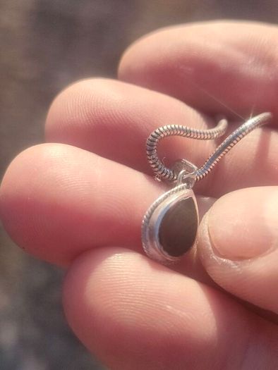 Vintage Teardrop Black Onyx Sterling Silver Pendant Set