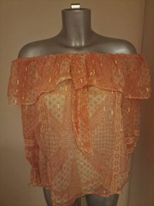 River Island orange golden off shoulder dressy top size UK8 Perfect condition Postage included