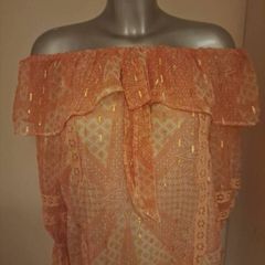 River Island orange golden off shoulder dressy top size UK8 Perfect condition Postage included
