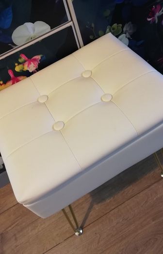Faux leather vanity stool with hidden storage