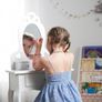 Girls Dressing Table (Age 3-7yrs) With Mirror and Stool, Ideal Present for Girls, Kids Dressing Vanity Table Set with Crystal Knobs and Chair, Children's Dressing Tables Image 5