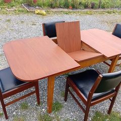 mid century crannac dining set in black leather