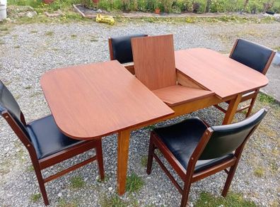 mid century crannac dining set in black leather