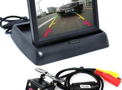1 set Foldable High-resolution 4.3" TFT LCD Mini Car Monitor with Rear View Backup Camera for Vehicle Reversing Parking System