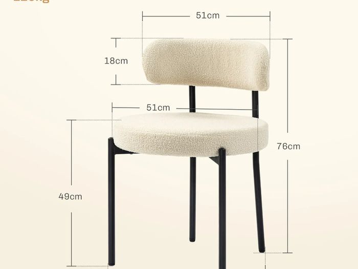 Set of 2 dining chairs with fabric backrest steel legs 51 x 51 x 76 cm beige black
