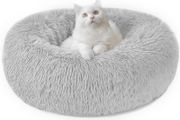 Calming Dog Cat Donut Bed - 19.7in Fluffy Plush Puppy Kitten Cuddler Round Bed, Warm and Soft Pet Cosy Anti Anxiety Beds with Non-Slip Bottom and Washable