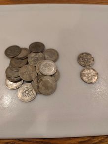 English 2 shilling coins