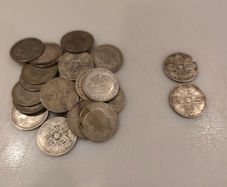 English 2 shilling coins
