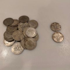 English 2 shilling coins