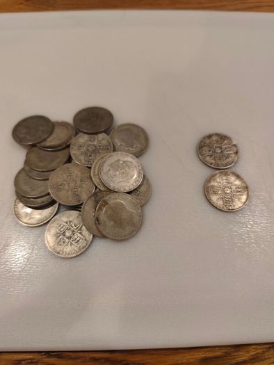 English 2 shilling coins