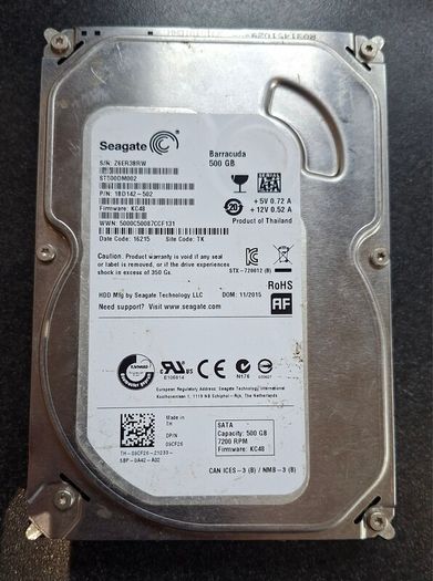 Seagate BarraCuda 500GB 3.5" SATA 6Gb/s 7200RPM Hard Drive (ST500DM002)