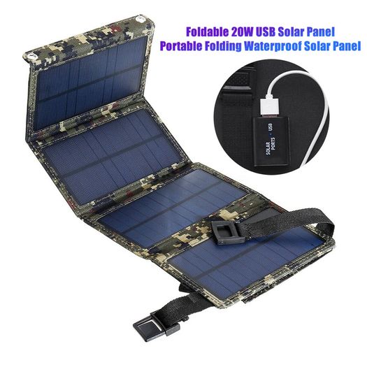 2022New Solar Panel 20W Camping Equipment Portable Solar Chargers Waterproof Camping Supplies Survival Gadgets