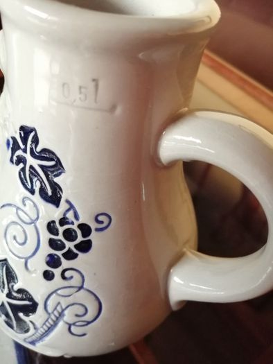 Set of Two Vintage German Salt Glazed stoneware Jugs and a French Fondue or Nibbles Plate.
