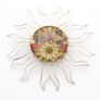 Vintage 925 Sterling Silver Real Flowers Sun Brooch Image 4