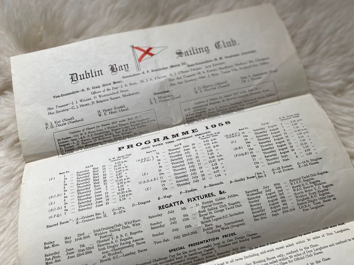 Dublin Bay Sailing Club Programme 1958