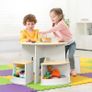 Toddler Table and Chair Set, Wooden Round Table with 4 Storage Stools, Kids Tables and Chairs for Arts, Crafts, Read and Play Image 2