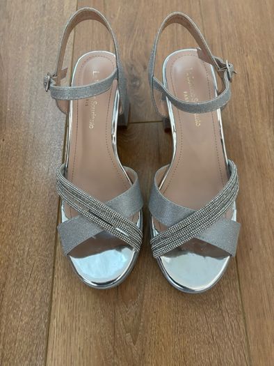 Silver Glitter Evening Sandals / Shoes Size 5