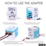 New GEO Smart Travel Adapter with 4 USB Charging Ports, All-In-One Universal Plug / Safe Wall Charger with USB Surge Protection - 1 YEAR GUARANTEE Image 3
