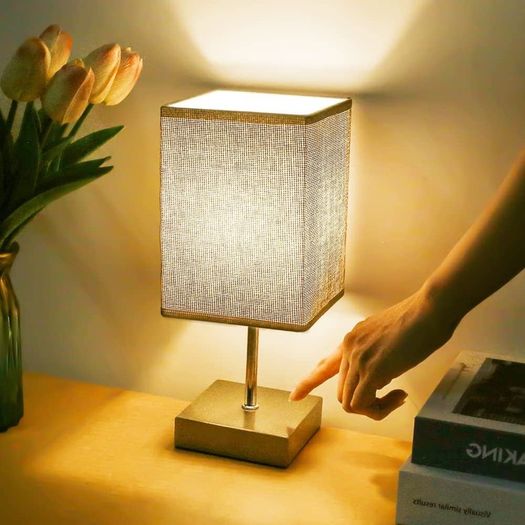 Touch Control Table Lamp, 3-Way Dimmable Bedside Lamps Nightstand Lamps with Flaxen Fabric Shade for Bedroom Living Room,LED Bulbs Included (FREE SHIPPING)