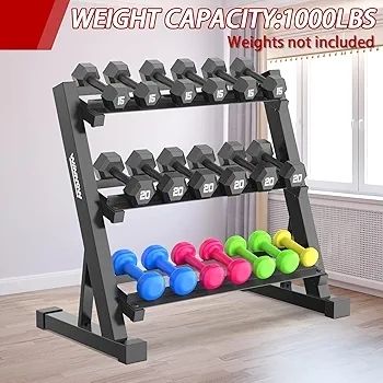 3 Tier Dumbbell Rack Home Gym Dumbbell Storage Stand Weights Storage Rack for Dumbbells