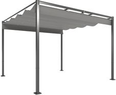 3 x 3 m Garden Pergola with Retractable Roof, Gazebo, Canopy for Shade, UPF30+, Gray