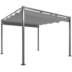 3 x 3 m Garden Pergola with Retractable Roof, Gazebo, Canopy for Shade, UPF30+, Gray