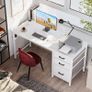 Computer Desk with Drawers 120x48cm Office Storage Reversible Small White Desks for Home Image 7