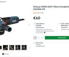 Corded Angle Grinder - Erbauer 900w NEW