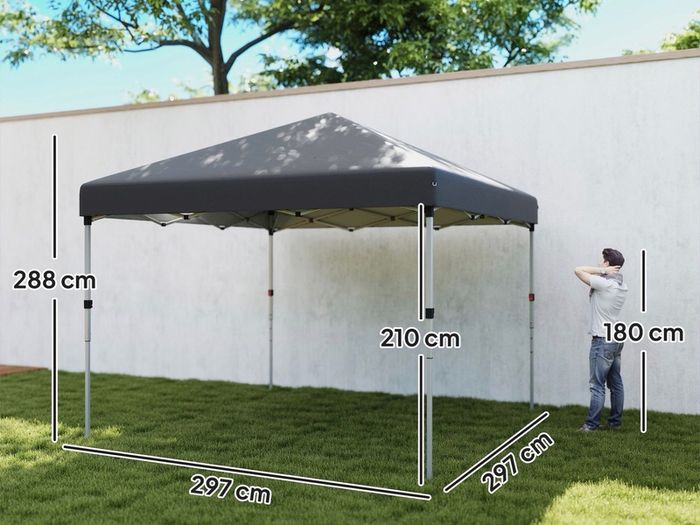 3x3 Pop Up Gazebo with Sidewalls Adjustable Garden Patio Party Tent Dark Grey