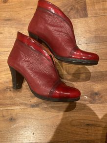 Hispanitas Red Ankle Boots with patent toe detail - Size 39