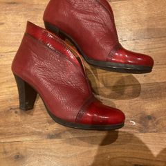 Hispanitas Red Ankle Boots with patent toe detail - Size 39
