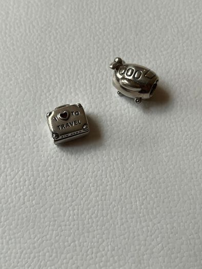 Pandora ( 2 Charms)suitcase & Aeroplane