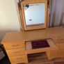 Wooden vanity unit with mirror and drawers Image 2