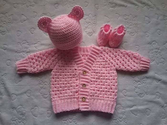 Handmade baby cardigan set 0-3 months