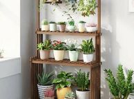 main image for ad 3-Tier Hanging Wood Plant Stand Planter Shelves Flower Pot Organizer Rack Multiple Display Holder Shelf Indoor Outdoor