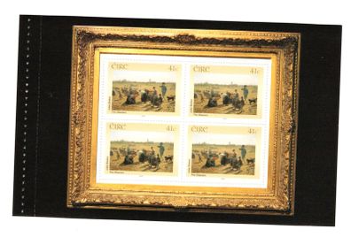 2002 Ireland 140th Anniversary of National Gallery of Ireland 1st Issue Booklet Pane The Gleaners by Jules Adolphe Aime Louis Breton, Commemorative Stamp Mint Never Hinged (MNH). Hibernian HP134