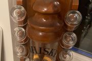 Very Rare Vintage Timber &amp; Glass Whisky Decanter Set