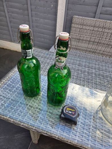 Pair of Large Grolsch Swing-Top Glass Bottles (350mm Height)