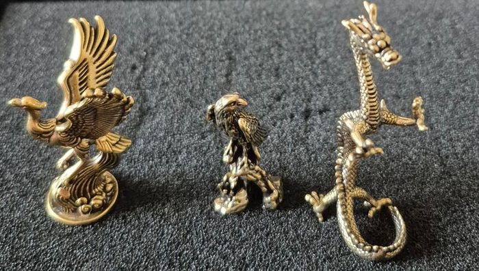 3 brass Animals,. Solid brass.