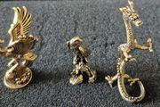 3 brass Animals,. Solid brass.