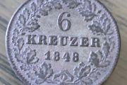 BADEN 6 Kreuzer  1848 Silver
