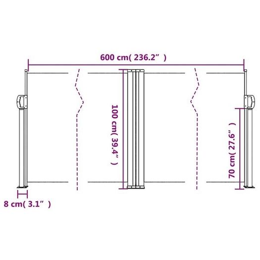 Retractable Side Awning Anthracite 100x600 cm