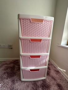 Plastic Storage Drawers Large 4 Pink/white