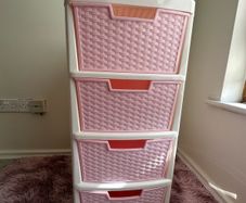 Plastic Storage Drawers Large 4 Pink/white