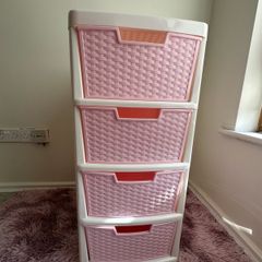 Plastic Storage Drawers Large 4 Pink/white