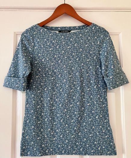 Size 12 Blue&Cream Top by Ralph Lauren