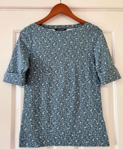 Size 12 Blue&Cream Top by Ralph Lauren