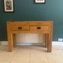 Solid Oak Console Table - Book Case  - Drawers Image 4